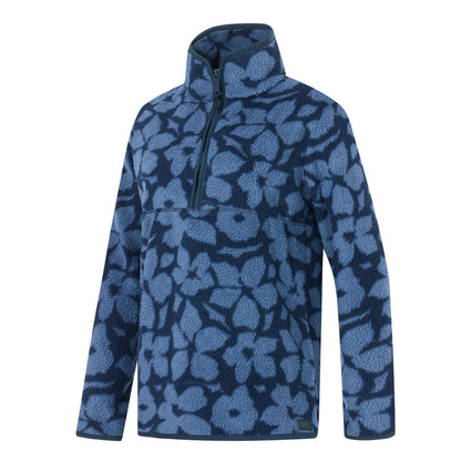 Navy - Side - Regatta Womens-Ladies Frankie Shadow Flower Borg Half Zip Fleece Jacket