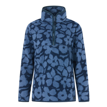 Navy - Front - Regatta Womens-Ladies Frankie Shadow Flower Borg Half Zip Fleece Jacket