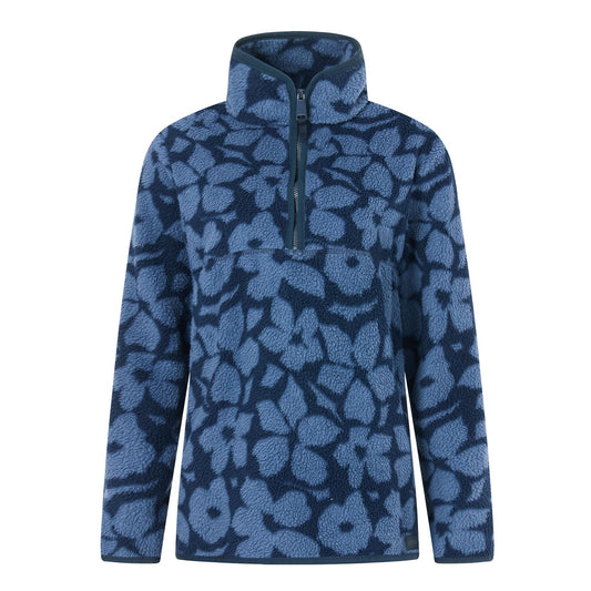 Navy - Front - Regatta Womens-Ladies Frankie Shadow Flower Borg Half Zip Fleece Jacket