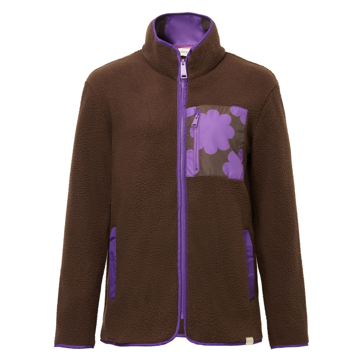 Chocolate Brown - Front - Regatta Womens-Ladies Orla Kiely Sun Daisy Borg Full Zip Fleece Jacket