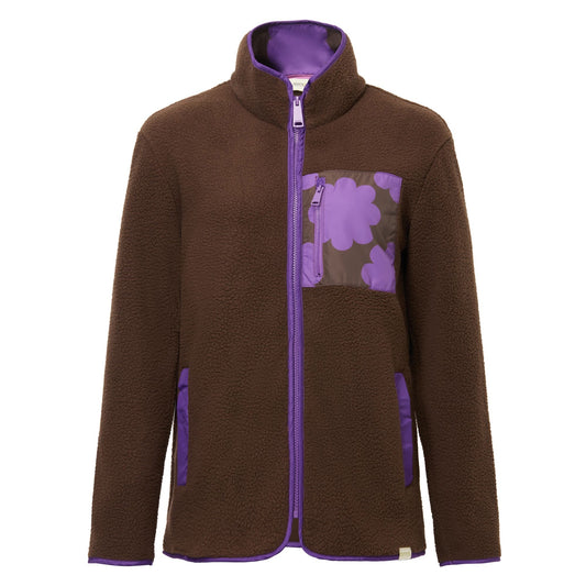 Chocolate Brown - Front - Regatta Womens-Ladies Orla Kiely Sun Daisy Borg Full Zip Fleece Jacket