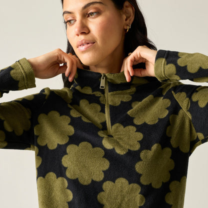 Olive - Pack Shot - Regatta Womens-Ladies Orla Kiely Sun Daisy Half Zip Fleece