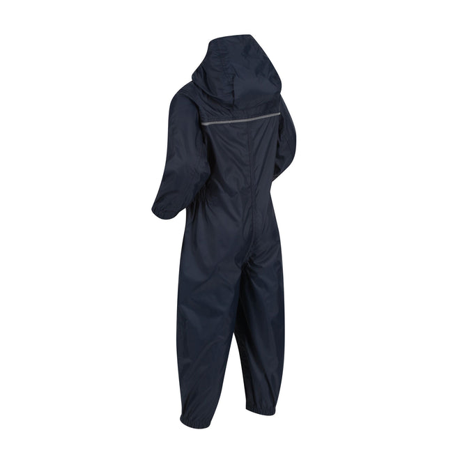 Navy - Side - Regatta Great Outdoors Childrens Toddlers Puddle IV Waterproof Rainsuit