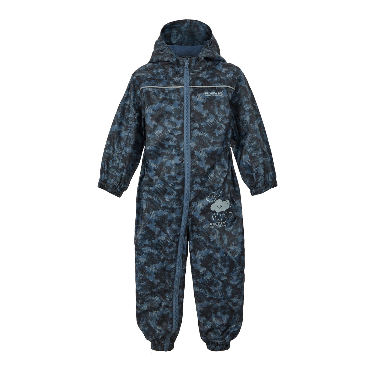 China Blue - Front - Regatta Great Outdoors Childrens Toddlers Puddle IV Waterproof Rainsuit
