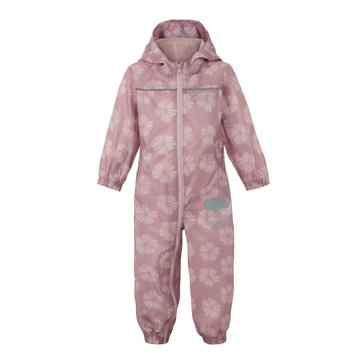 Powder Lilac-Pink Haze - Front - Regatta Great Outdoors Childrens Toddlers Puddle IV Waterproof Rainsuit