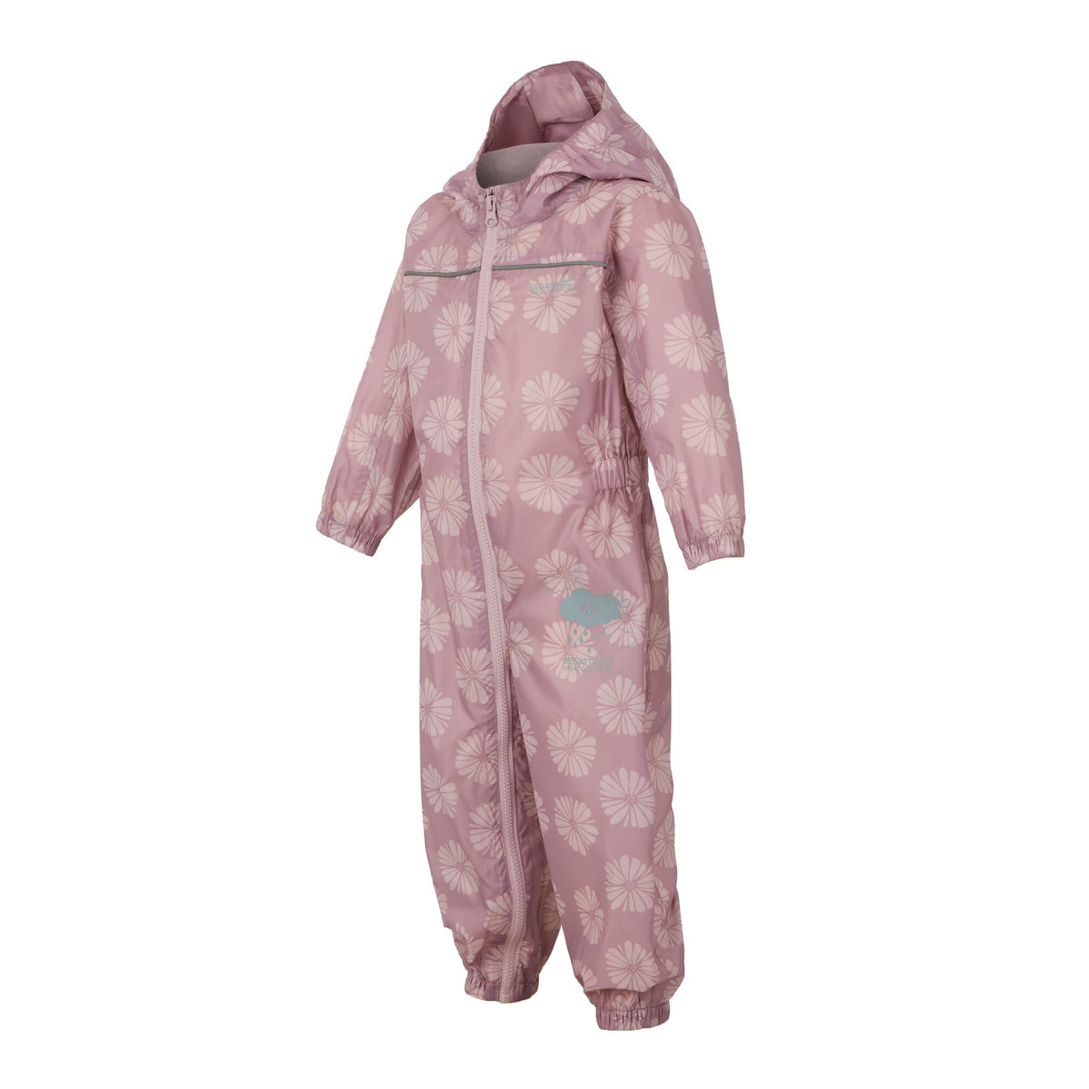 Powder Lilac-Pink Haze - Side - Regatta Great Outdoors Childrens Toddlers Puddle IV Waterproof Rainsuit