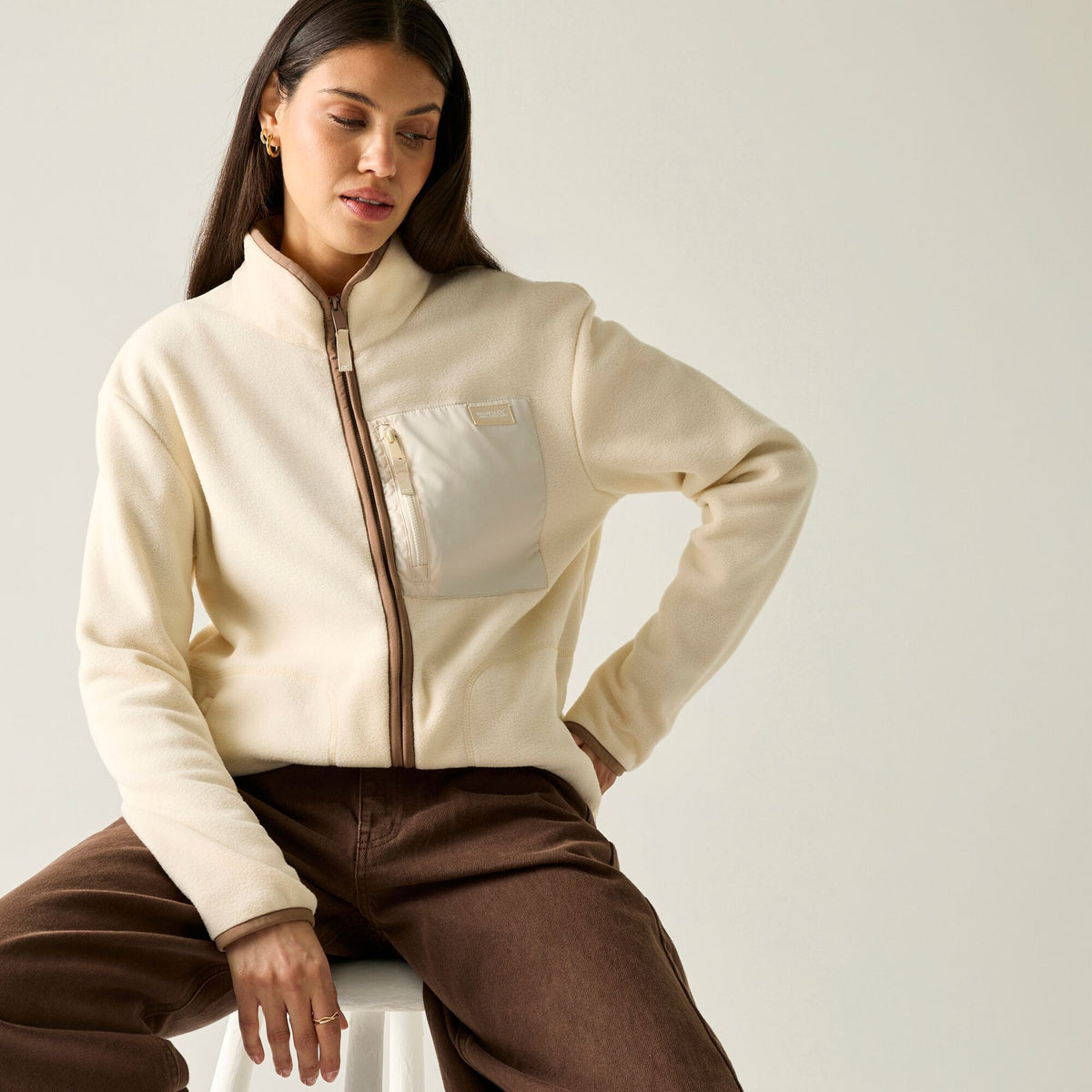 Light Vanilla-Mocha - Close up - Regatta Womens-Ladies Frankie Full Zip Fleece