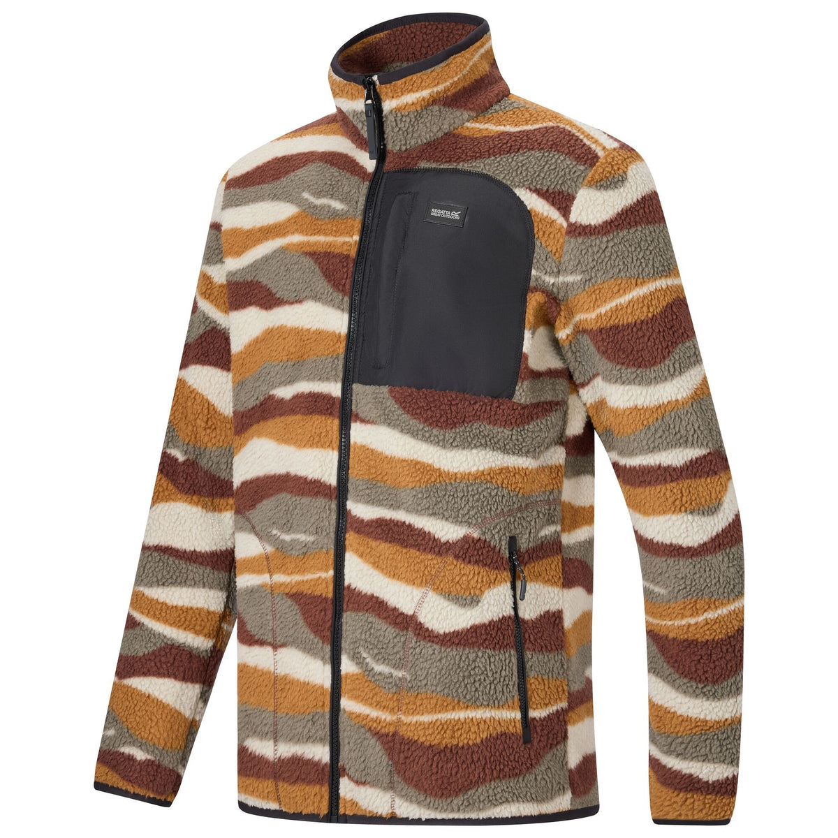 Coffee Grounds - Side - Regatta Mens Frankie Mountain Range Borg Full Zip Fleece Jacket