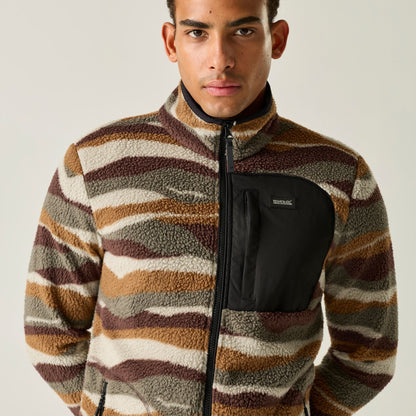 Coffee Grounds - Pack Shot - Regatta Mens Frankie Mountain Range Borg Full Zip Fleece Jacket