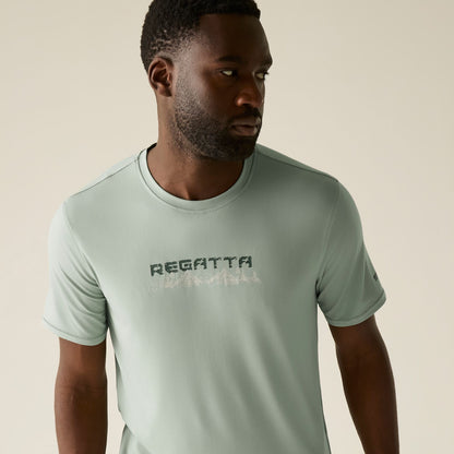 Glacier Green - Pack Shot - Regatta Mens Text Stretch T-Shirt