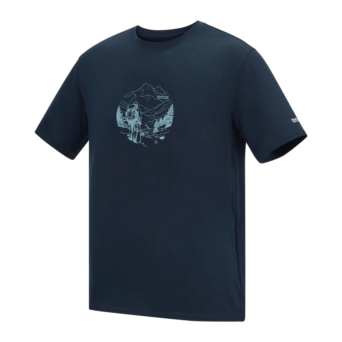 Navy - Side - Regatta Mens Fingal Line Art Stretch T-Shirt