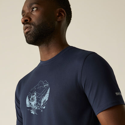 Navy - Lifestyle - Regatta Mens Fingal Line Art Stretch T-Shirt