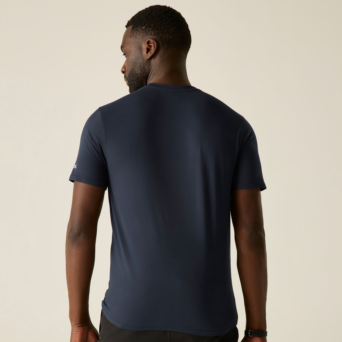 Navy - Close up - Regatta Mens Fingal Line Art Stretch T-Shirt