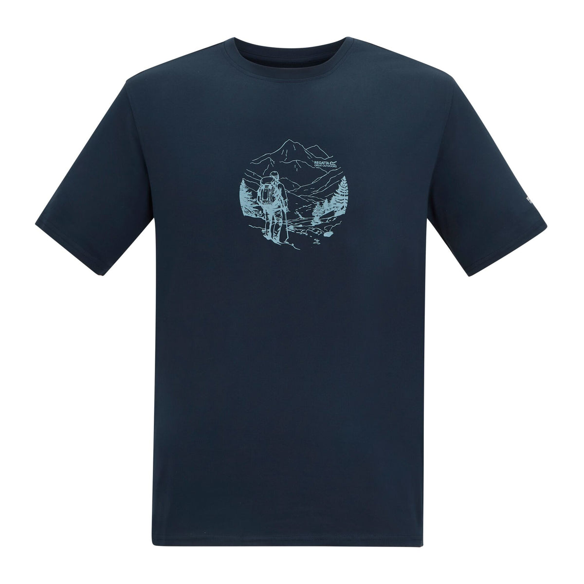 Navy - Front - Regatta Mens Fingal Line Art Stretch T-Shirt