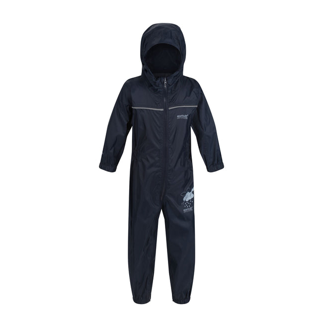 Navy - Front - Regatta Great Outdoors Childrens Toddlers Puddle IV Waterproof Rainsuit