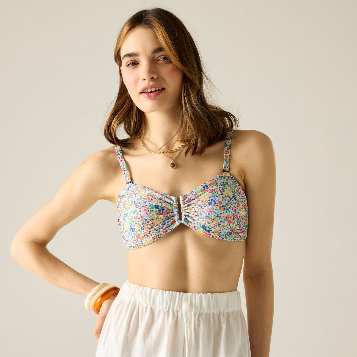 Cream - Close up - Regatta Womens-Ladies Cath Kidston Harmony Ditsy Bikini Top