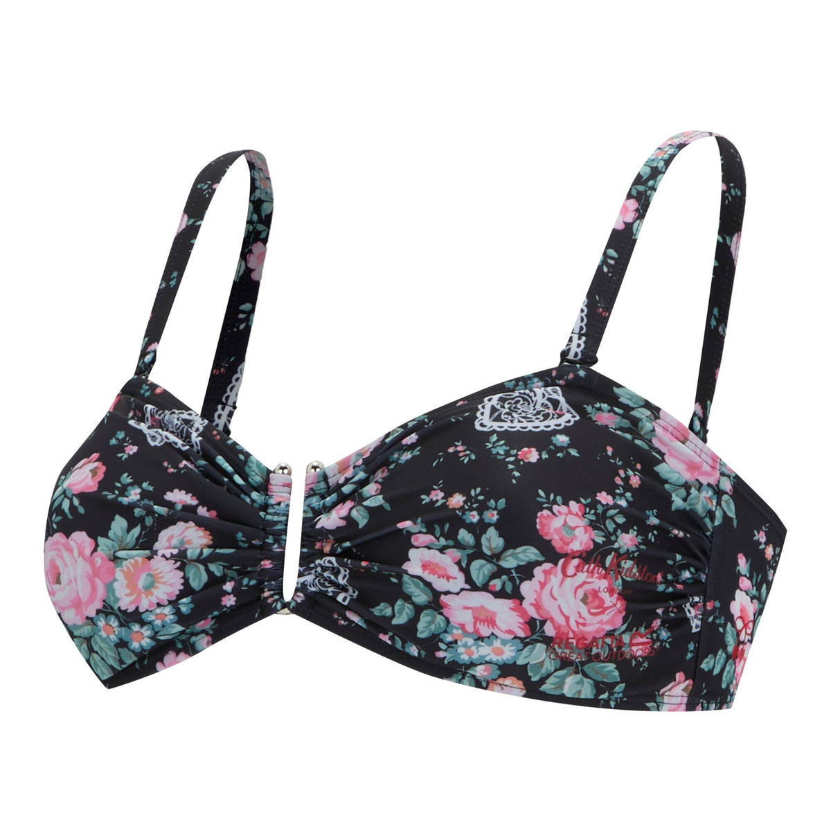 Black - Side - Regatta Womens-Ladies Cath Kidston Hackney Rose Bikini Top