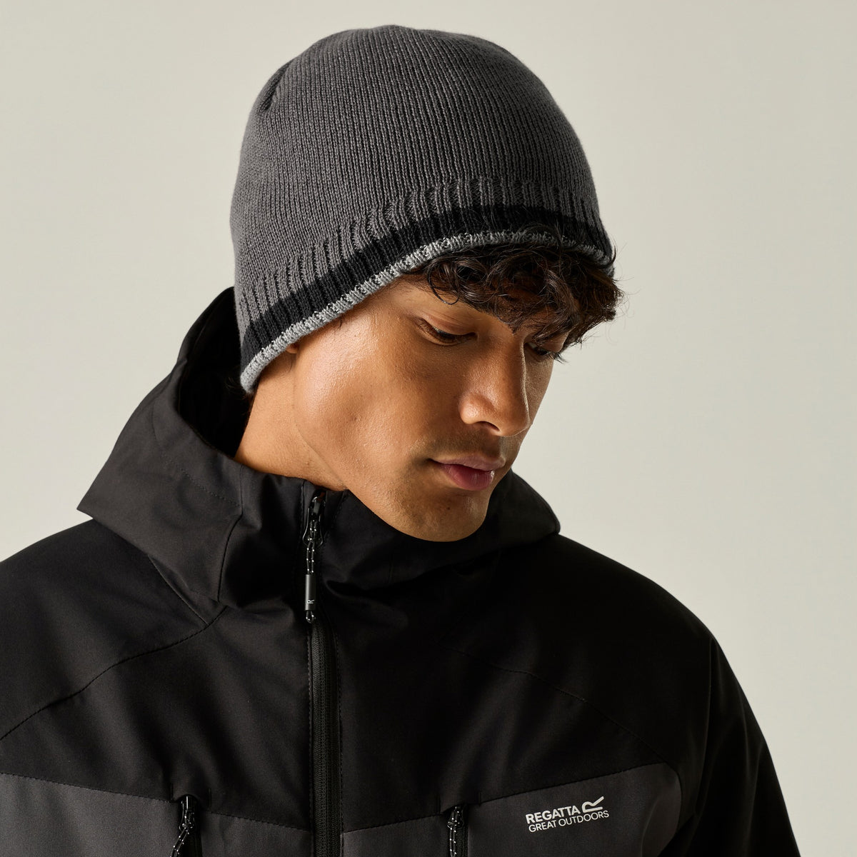 Black-Dark Grey-Misty Grey - Lifestyle - Regatta Mens Balton IV Beanie