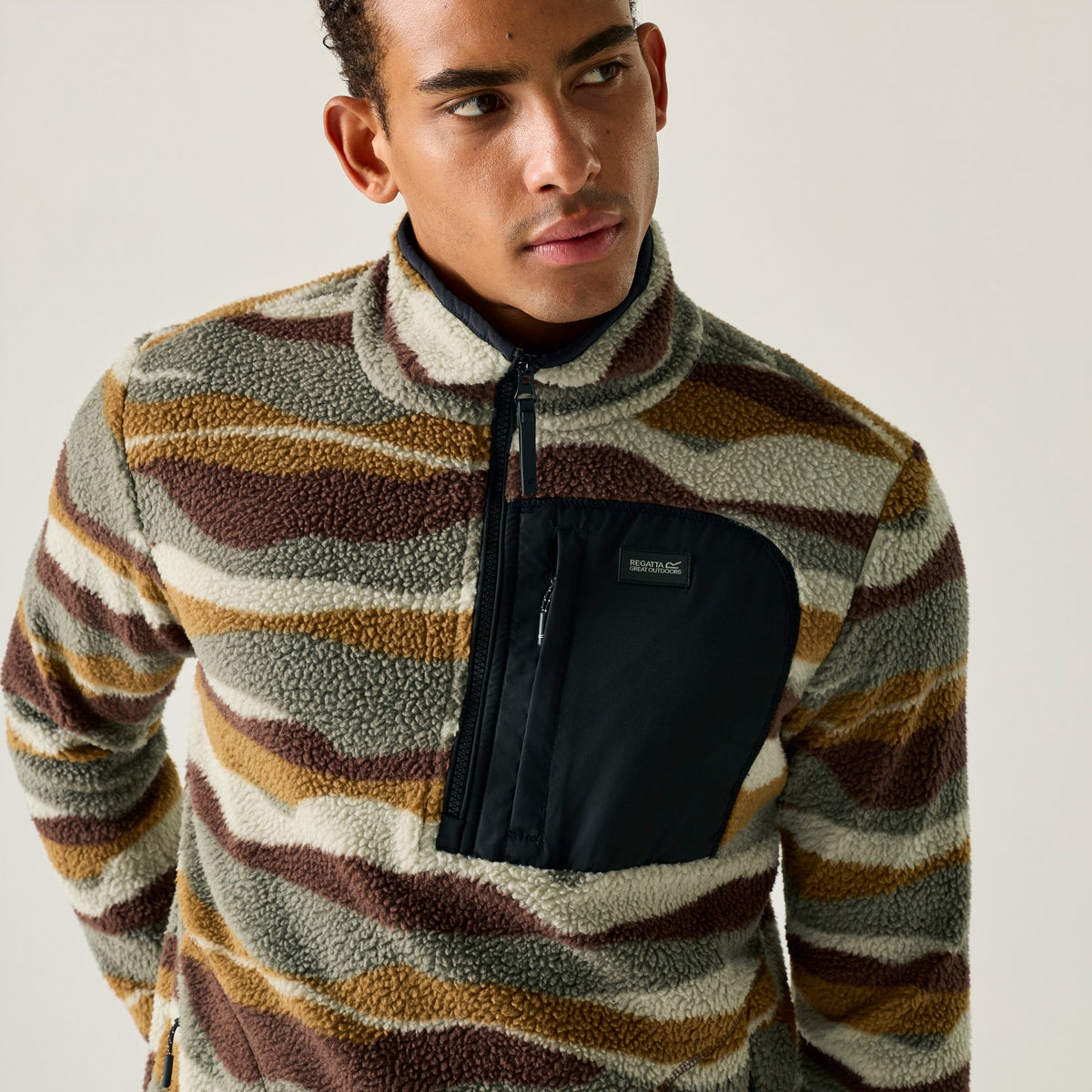 Coffee Grounds - Pack Shot - Regatta Mens Frankie Mountain Borg Fleece Top