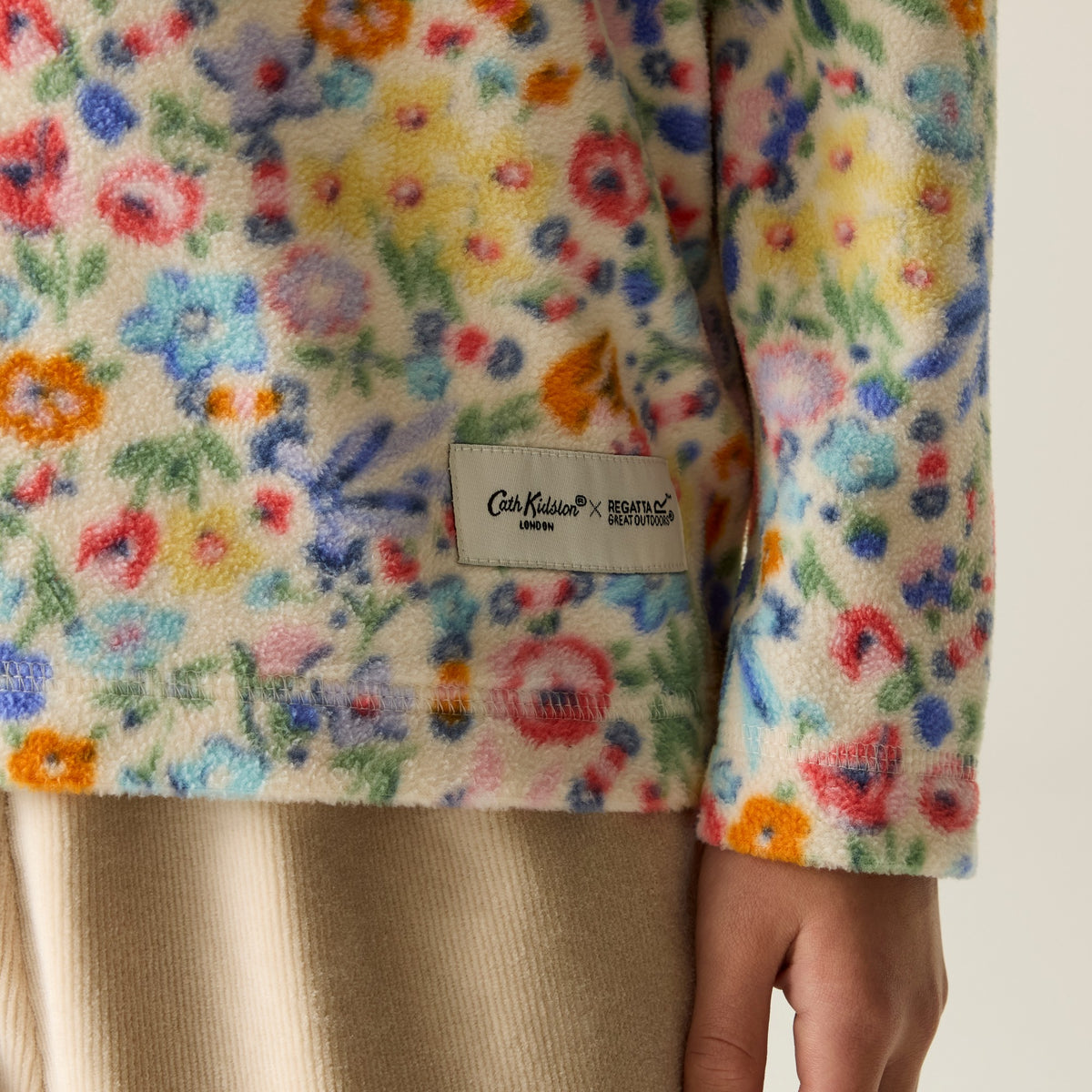 Cream - Close up - Regatta Childrens-Kids Cath Kidston Harmony Ditsy Quarter Zip Fleece Top