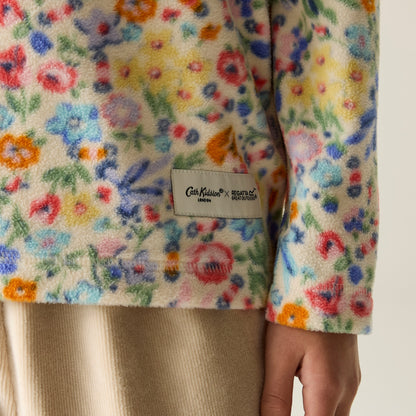 Cream - Close up - Regatta Childrens-Kids Cath Kidston Harmony Ditsy Quarter Zip Fleece Top