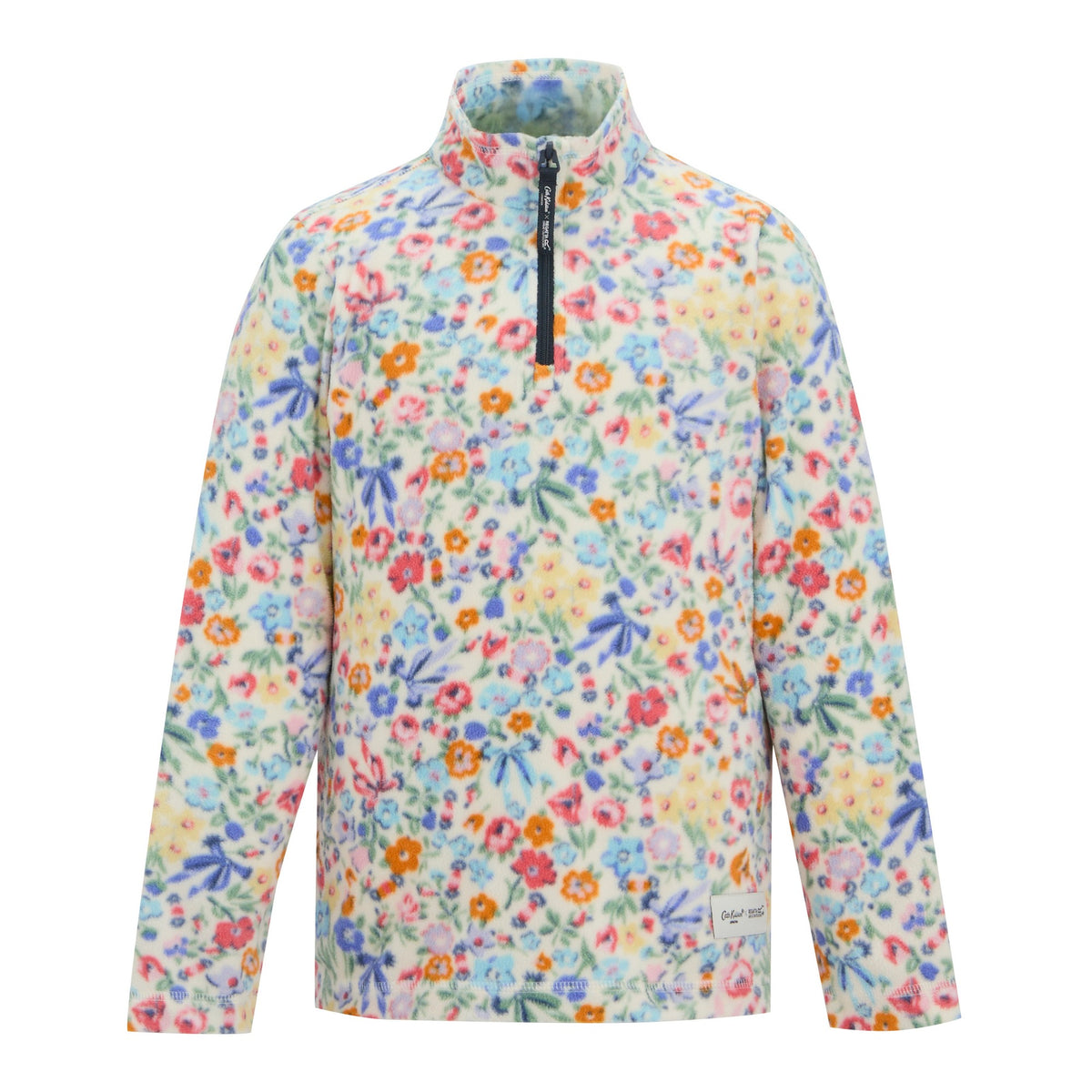 Cream - Front - Regatta Childrens-Kids Cath Kidston Harmony Ditsy Quarter Zip Fleece Top