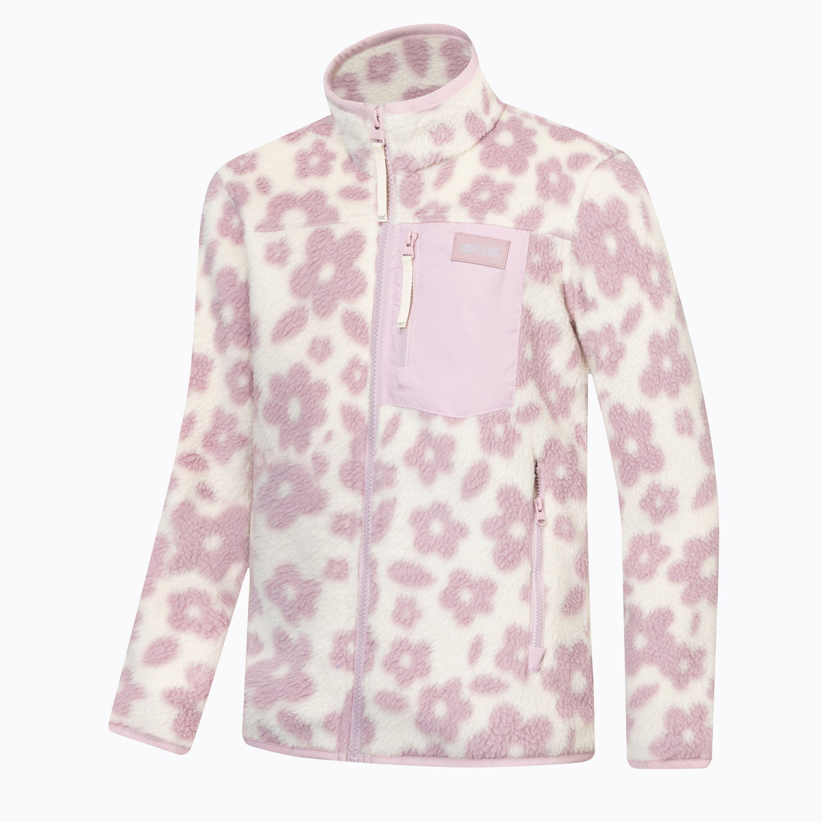 Light Vanilla - Side - Regatta Childrens-Kids Frankie Floral Full Zip Fleece Jacket