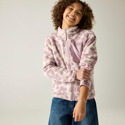 Light Vanilla - Pack Shot - Regatta Childrens-Kids Frankie Floral Full Zip Fleece Jacket