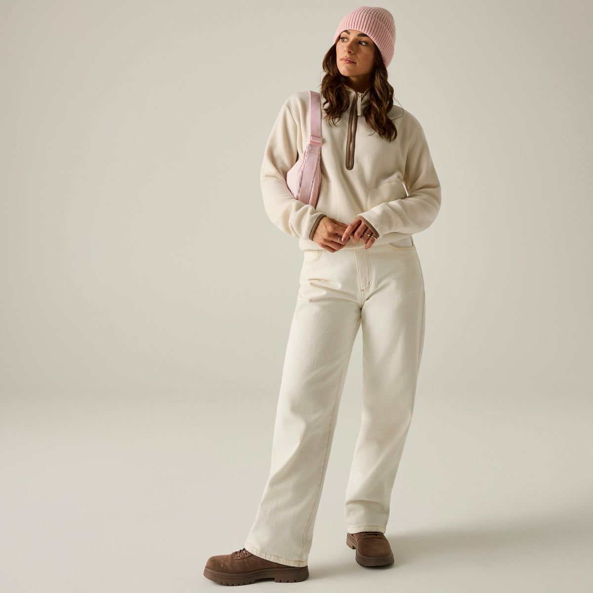 Light Vanilla-Mocha - Pack Shot - Regatta Womens-Ladies Frankie Half Zip Fleece