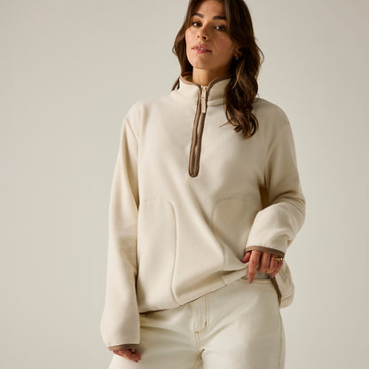 Light Vanilla-Mocha - Close up - Regatta Womens-Ladies Frankie Half Zip Fleece