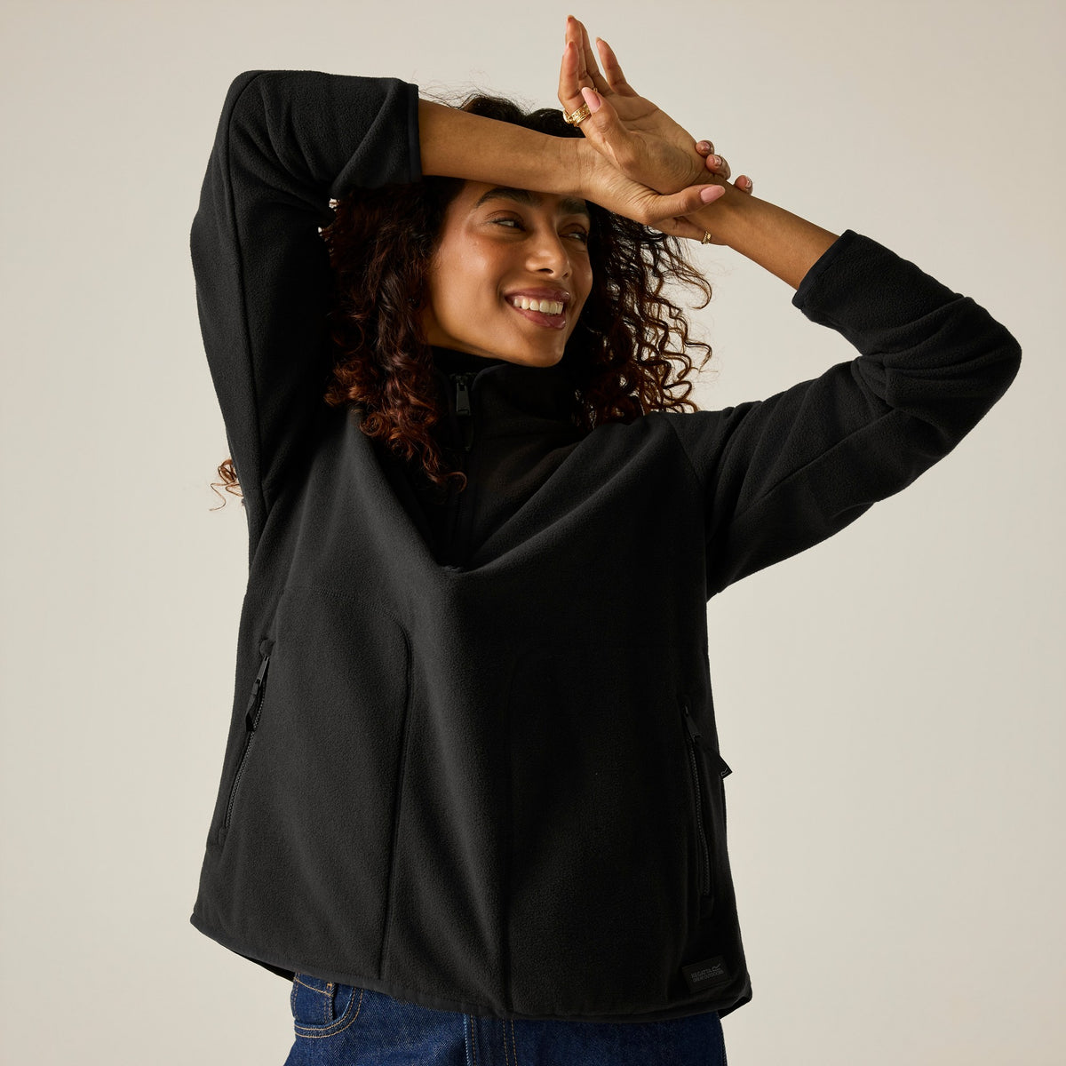 Black - Close up - Regatta Womens-Ladies Frankie Half Zip Fleece