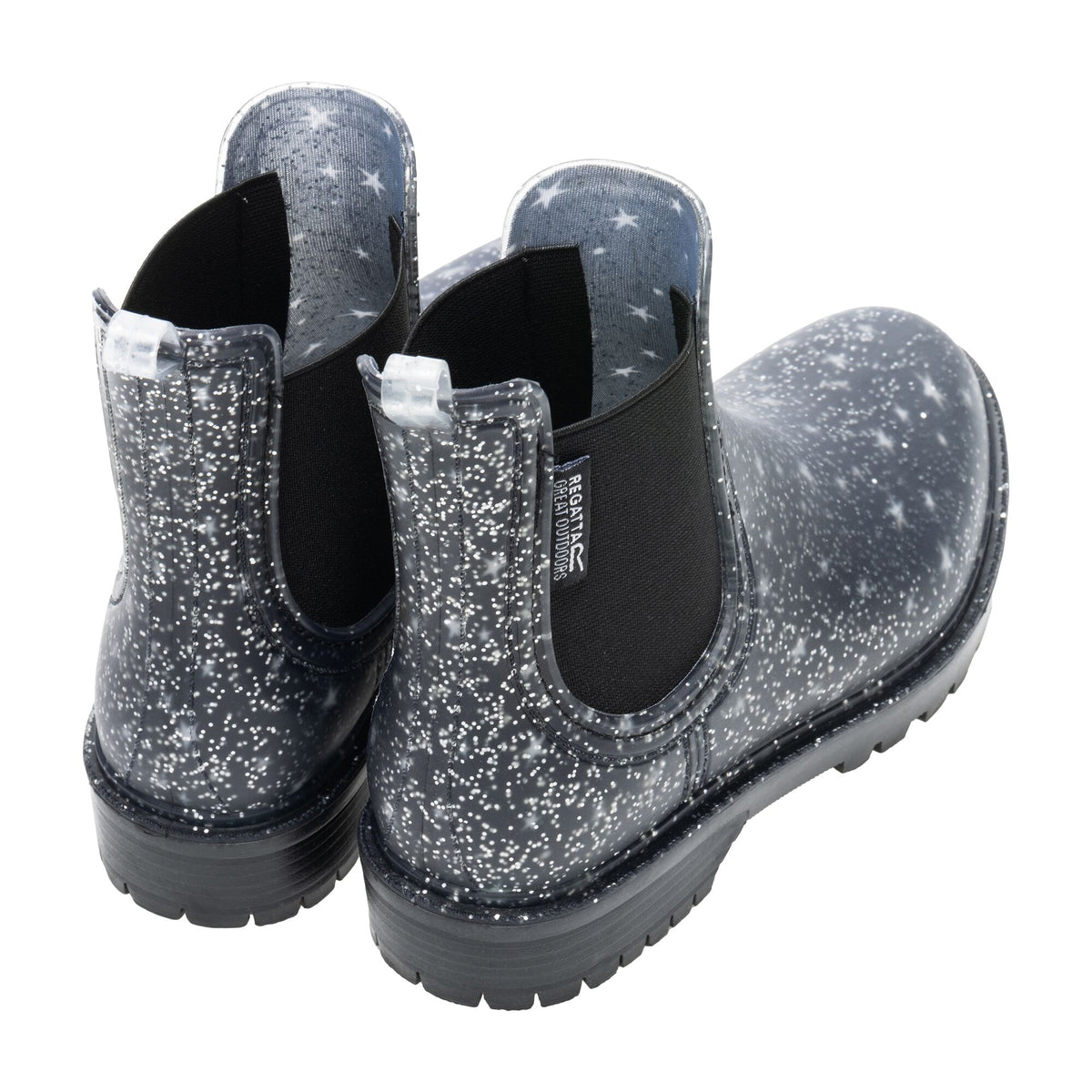 Black - Back - Regatta Childrens-Kids Harriet II Glitter Star Wellington Boots