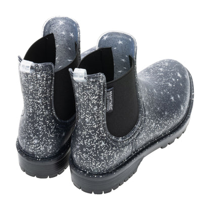 Black - Back - Regatta Childrens-Kids Harriet II Glitter Star Wellington Boots