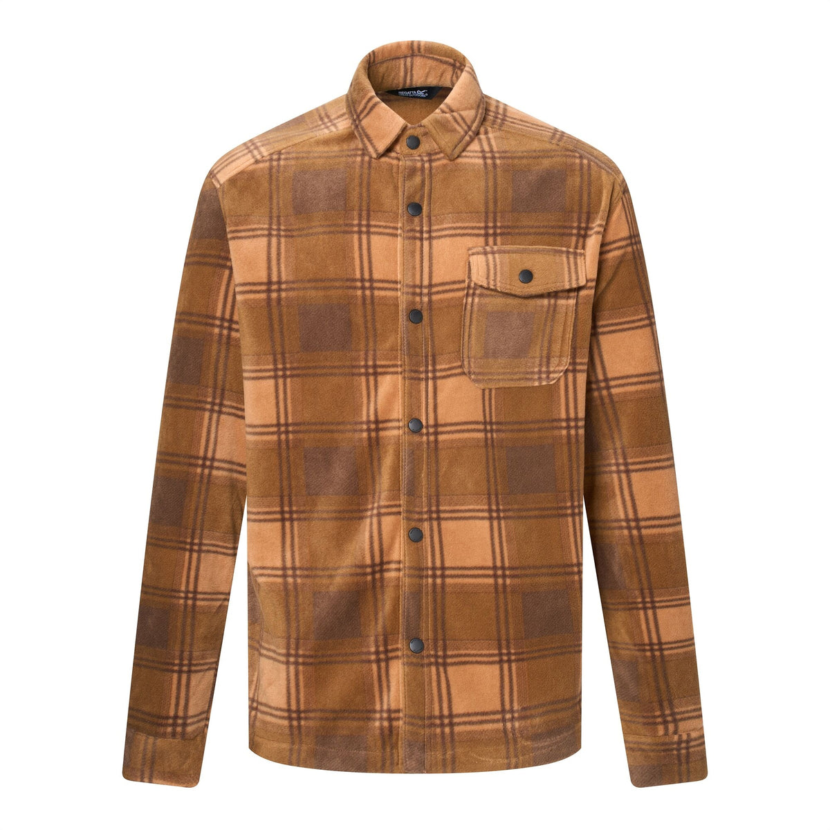 Rich Tan-Coffee Grounds - Front - Regatta Mens Frankie Checked Fleece Shirt