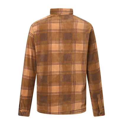 Rich Tan-Coffee Grounds - Back - Regatta Mens Frankie Checked Fleece Shirt