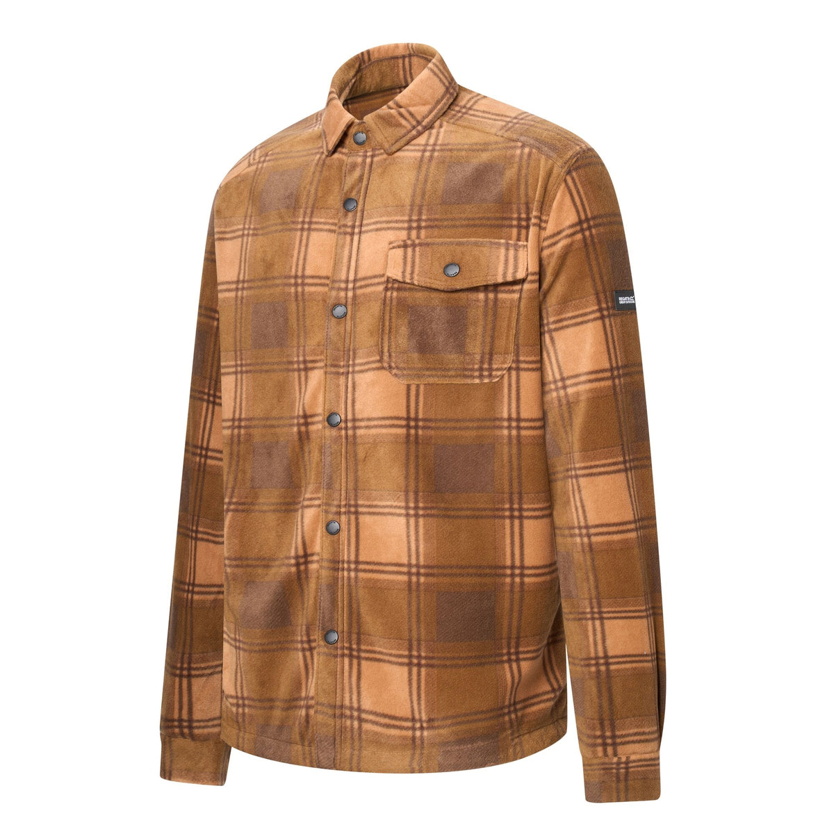 Rich Tan-Coffee Grounds - Side - Regatta Mens Frankie Checked Fleece Shirt