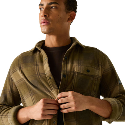 Rich Tan-Coffee Grounds - Pack Shot - Regatta Mens Frankie Checked Fleece Shirt