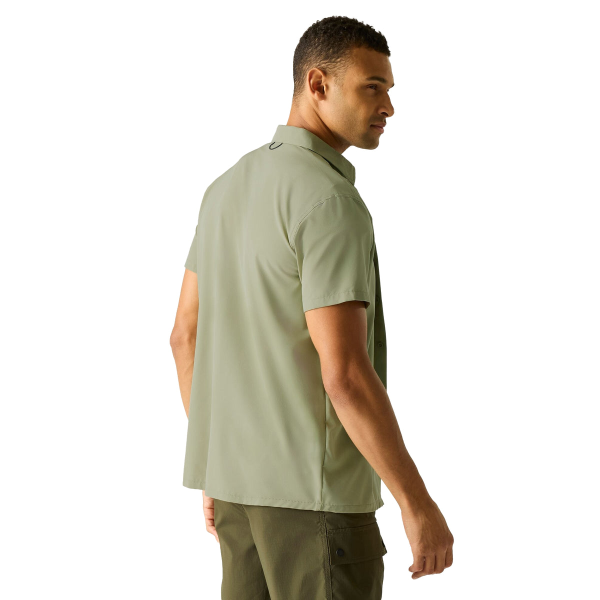 Sage Green - Close up - Regatta Mens Travel Light Anti-Insect Short-Sleeved Shirt
