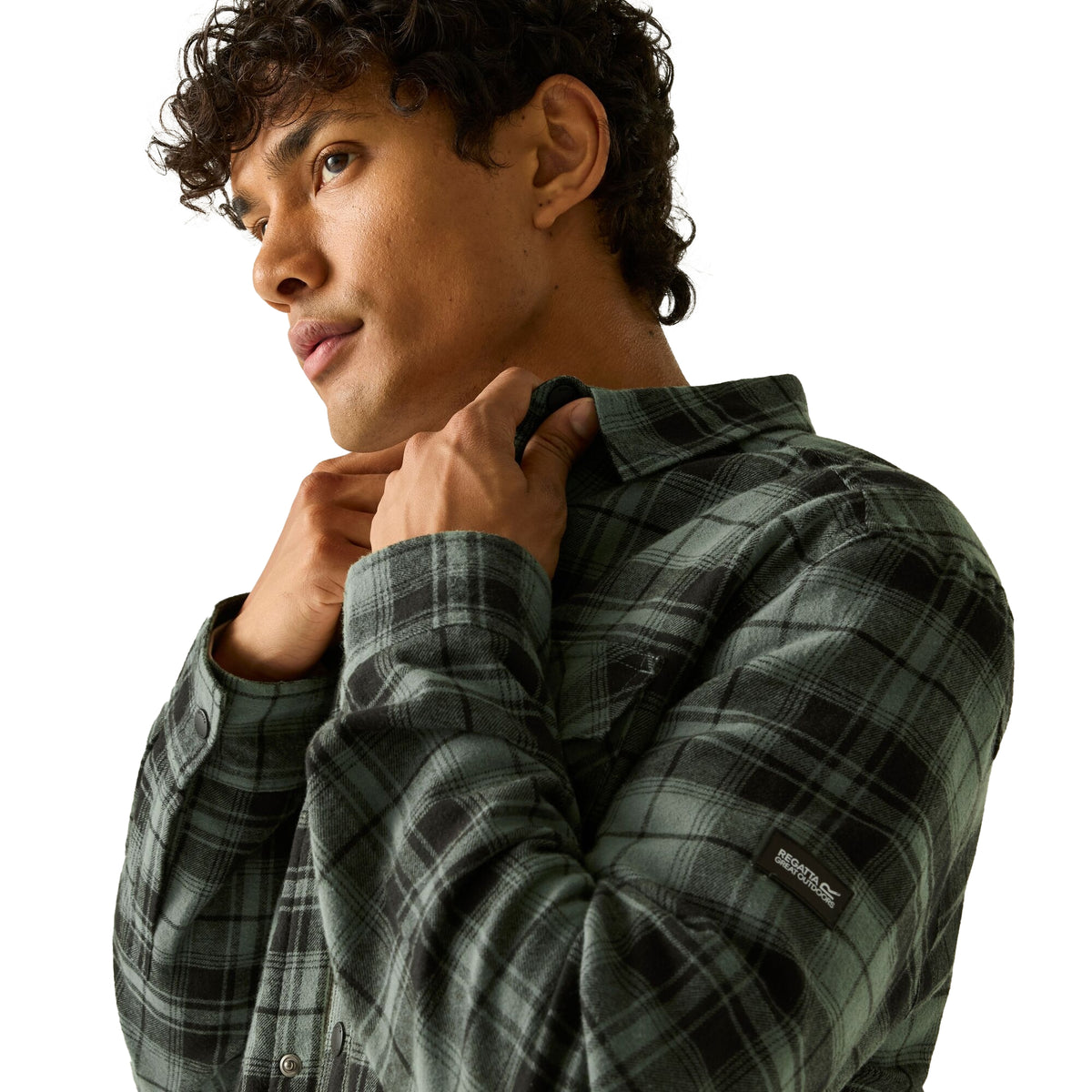 Dark Forest-Black - Pack Shot - Regatta Mens Spennith Shacket Checked Shirt