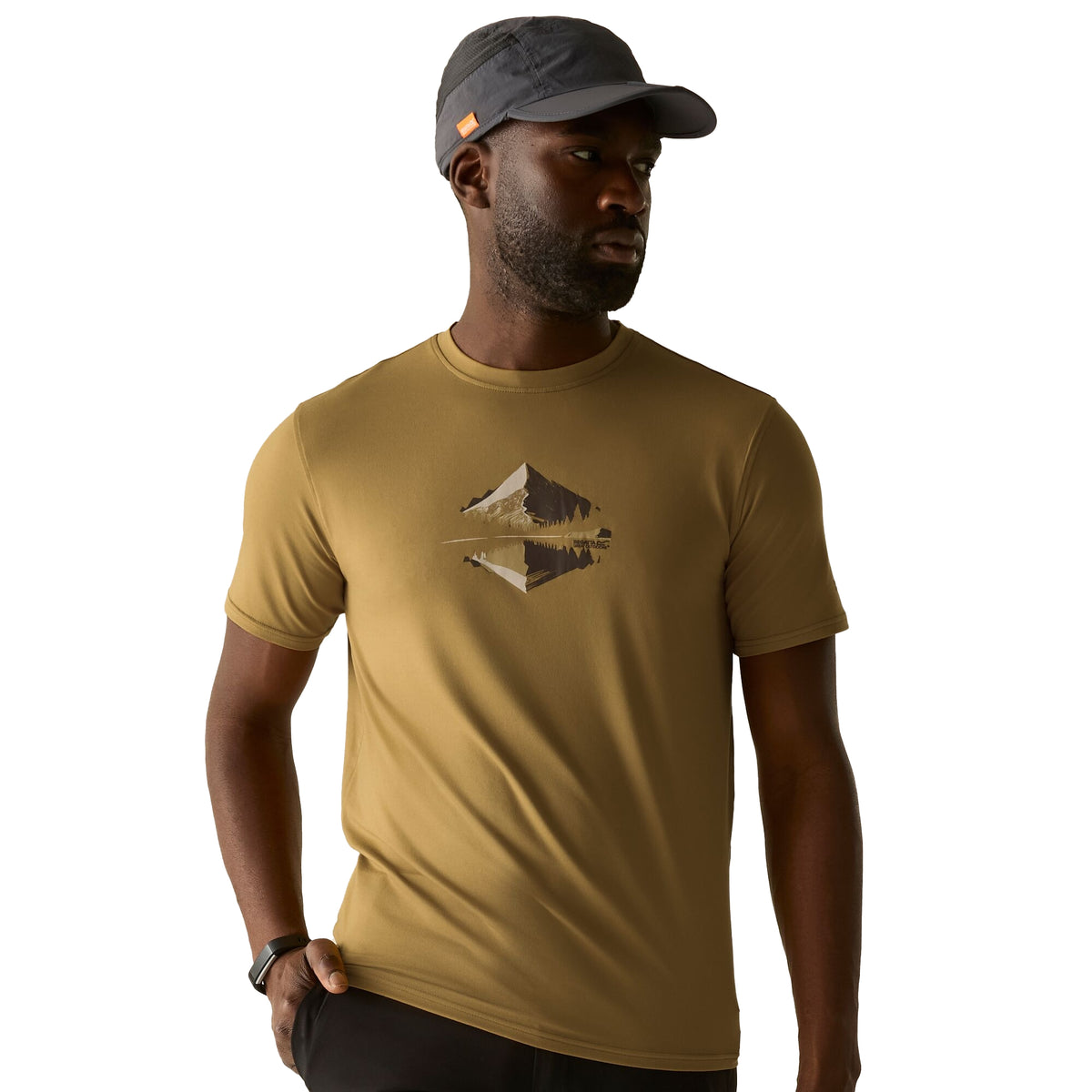 Wood Brown - Close up - Regatta Mens Fingal Scenery Stretch T-Shirt
