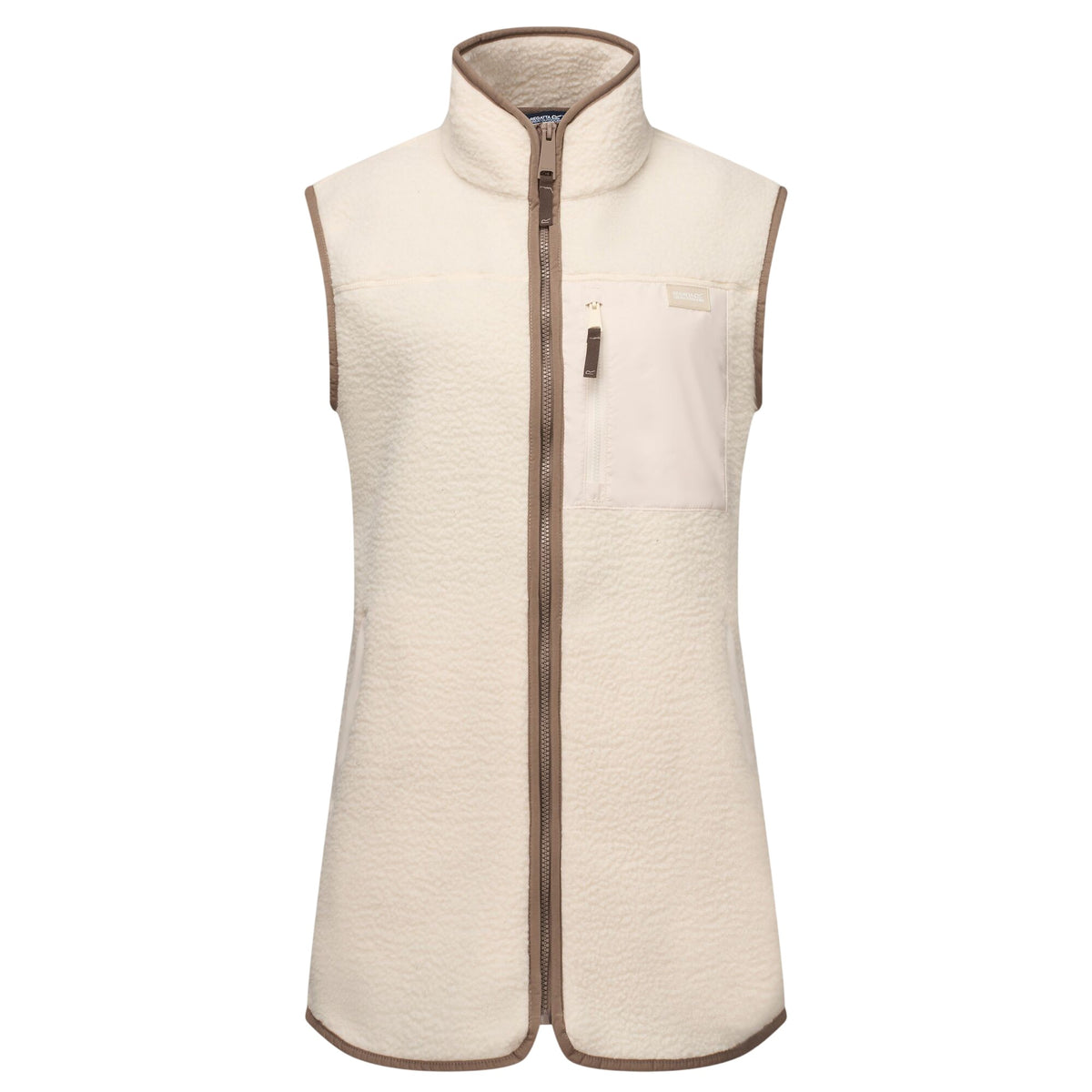 Light Vanilla-Mocha - Front - Regatta Womens-Ladies Borg Longline Body Warmer