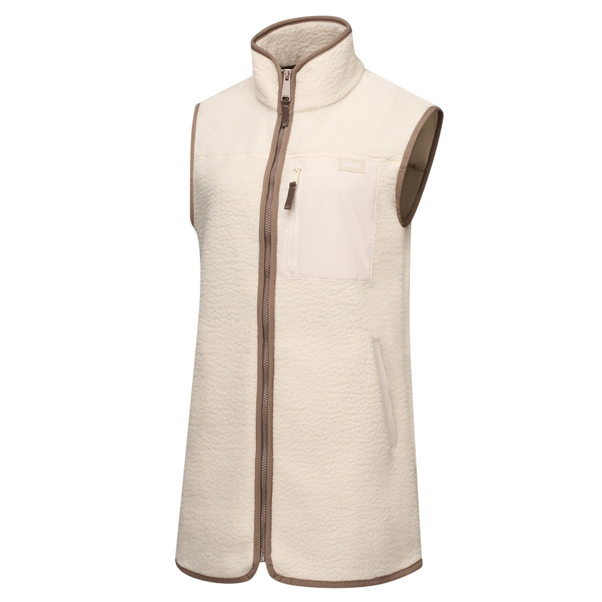 Light Vanilla-Mocha - Side - Regatta Womens-Ladies Borg Longline Body Warmer