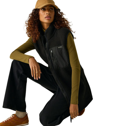 Black - Pack Shot - Regatta Womens-Ladies Borg Longline Body Warmer