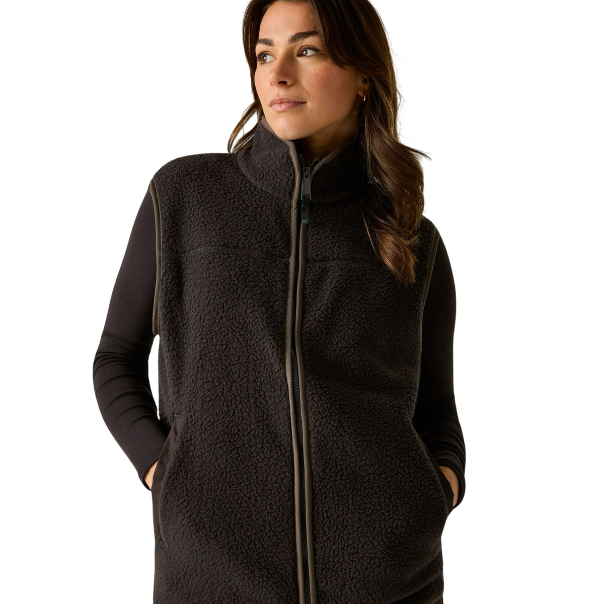 Dark Chocolate - Close up - Regatta Womens-Ladies Frankie Borg Body Warmer