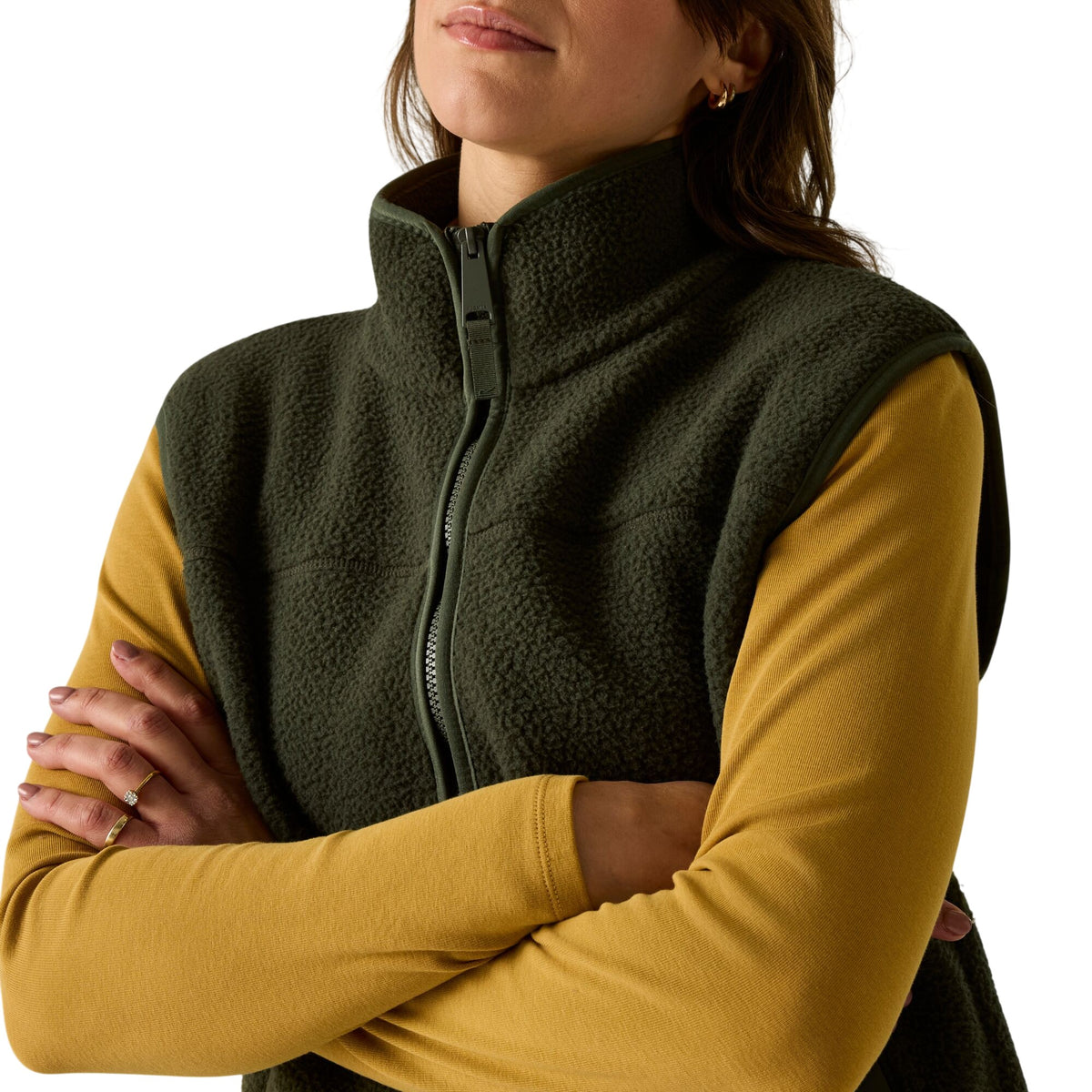 Dark Khaki - Close up - Regatta Womens-Ladies Frankie Borg Body Warmer