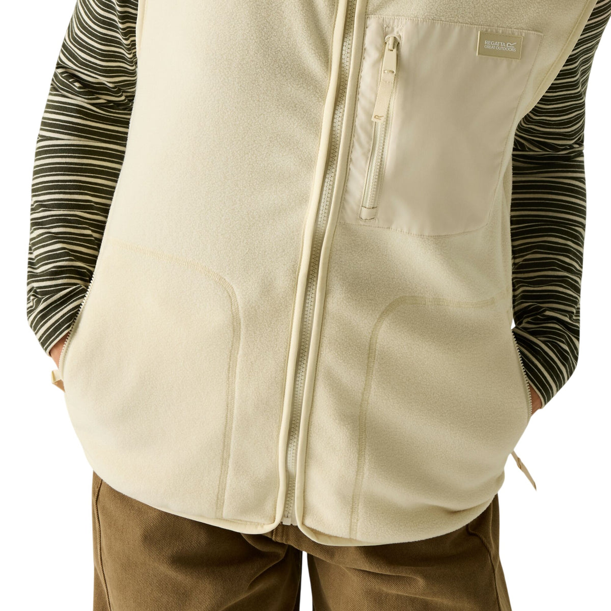 Light Vanilla - Close up - Regatta Womens-Ladies Frankie Microfleece Body Warmer