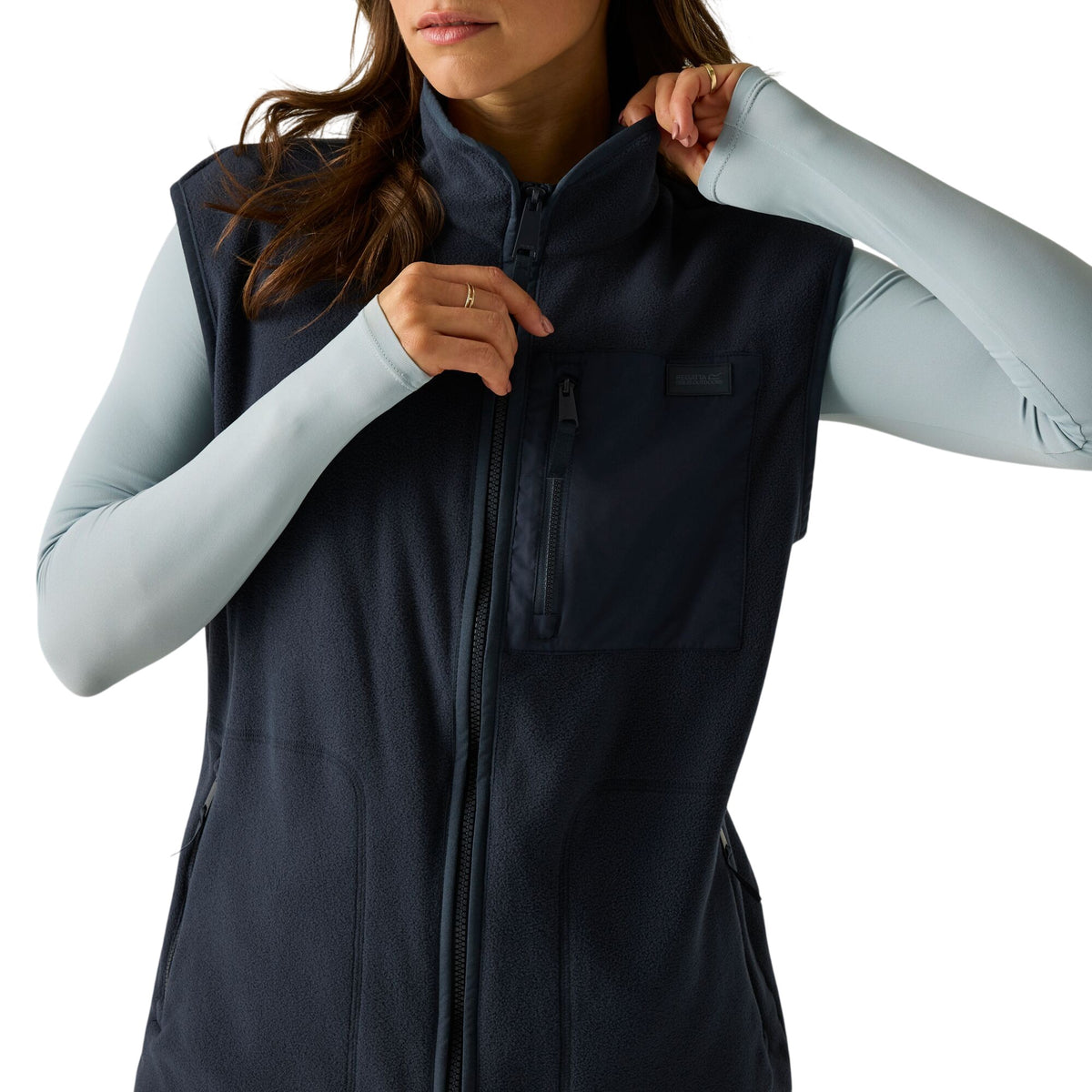 Navy - Close up - Regatta Womens-Ladies Frankie Microfleece Body Warmer