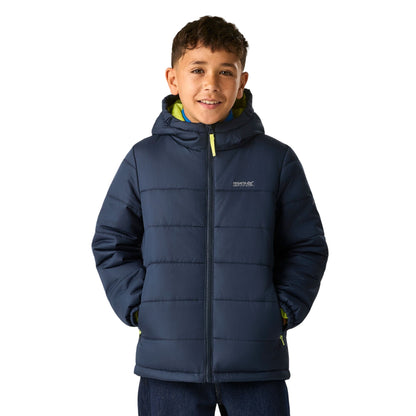 Navy-Wild Lime - Front - Regatta Childrens-Kids Lofthouse Plain Padded Jacket