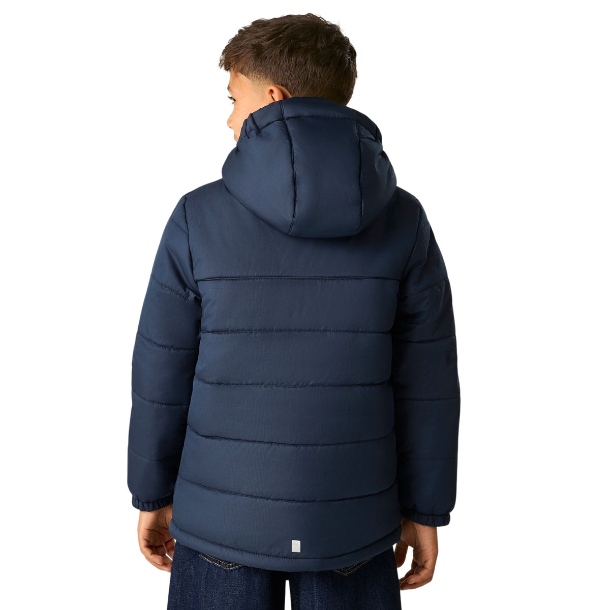 Navy-Wild Lime - Back - Regatta Childrens-Kids Lofthouse Plain Padded Jacket