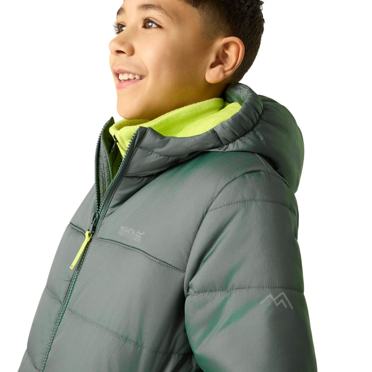 Dark Forest Green-Wild Lime - Lifestyle - Regatta Childrens-Kids Lofthouse Plain Padded Jacket